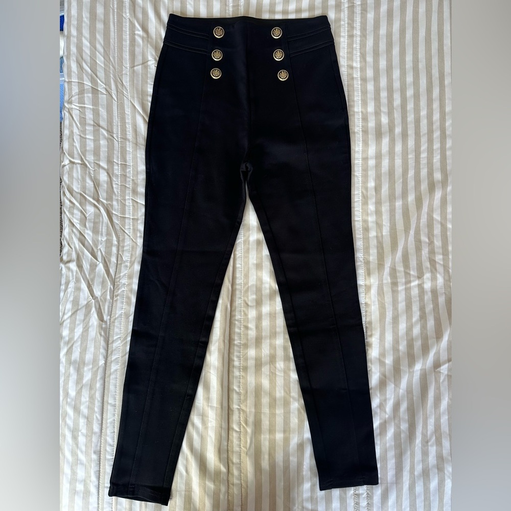 Zara Black Leggings with Gold Accents